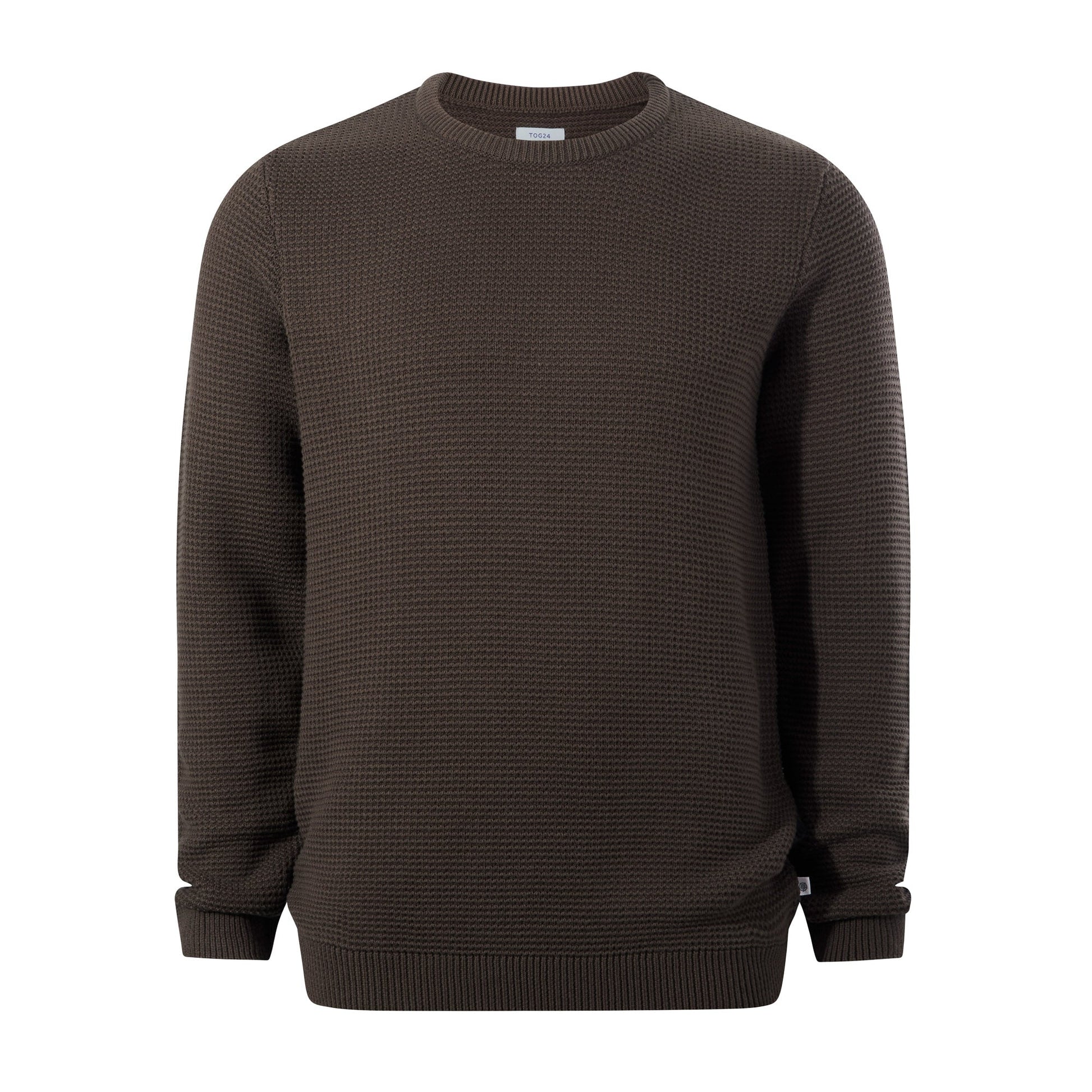 Ethan Mens Crew Neck Knit Jumper - Ash Brown