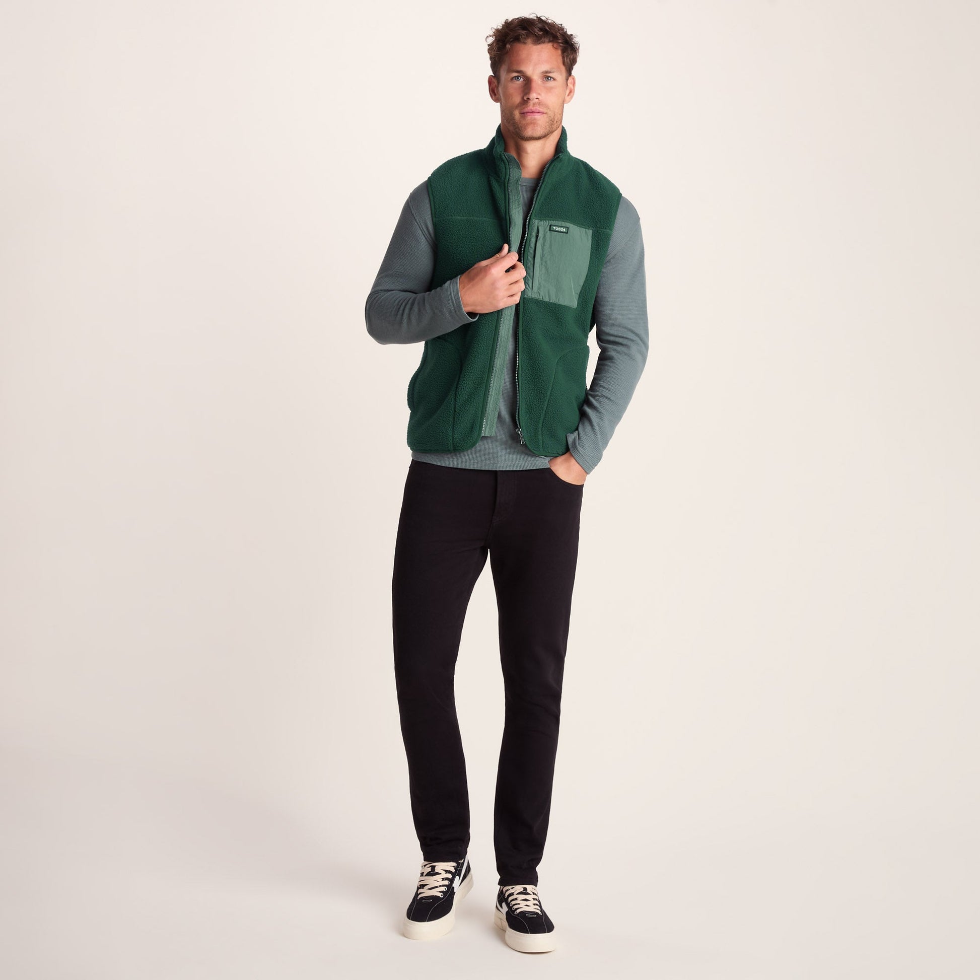 Evan Mens Sherpa Gilet - Racing Green