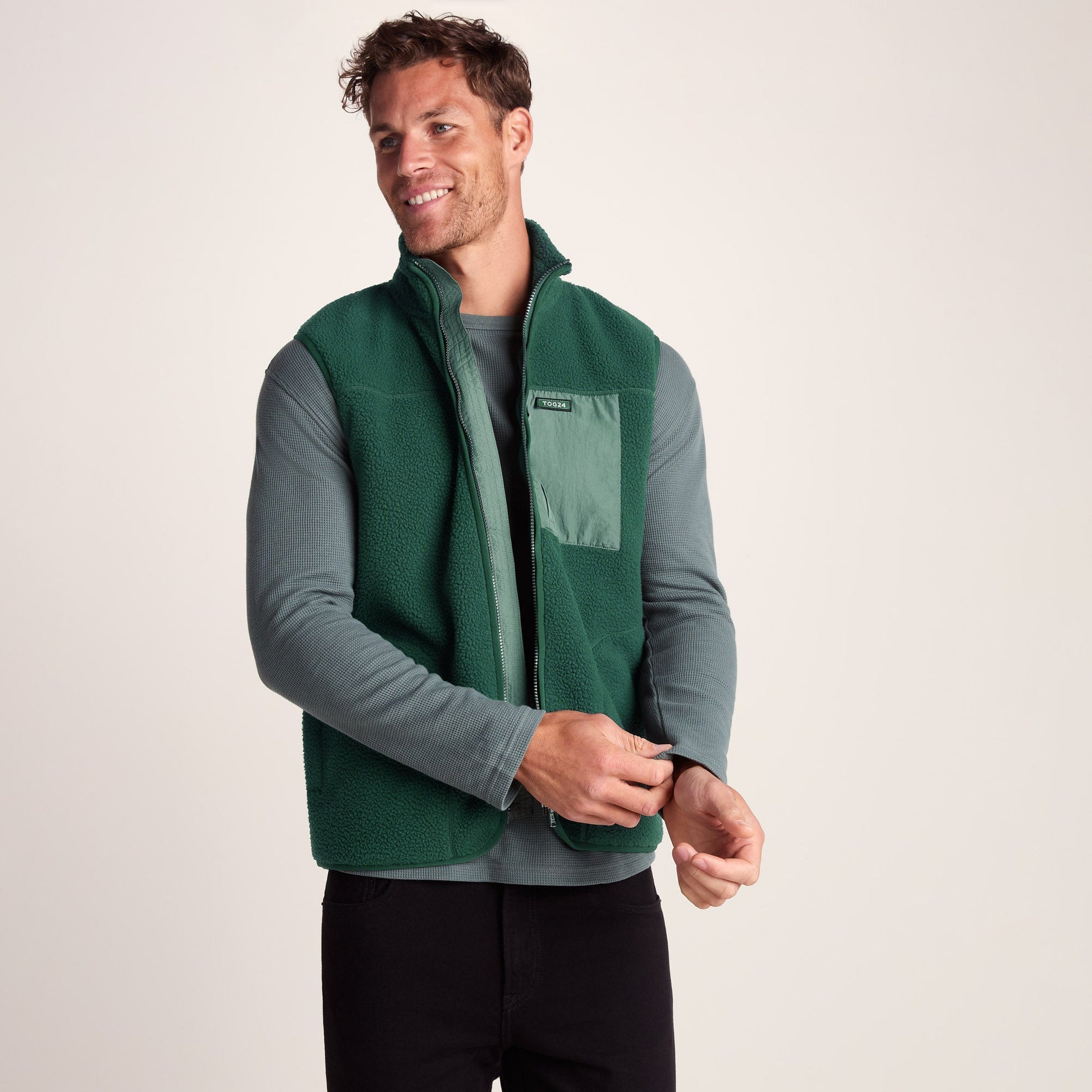 Evan Mens Sherpa Gilet - Racing Green