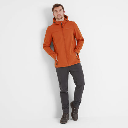 Feizor Mens Shower Resistant Softshell Hooded Jacket - Burnt Orange