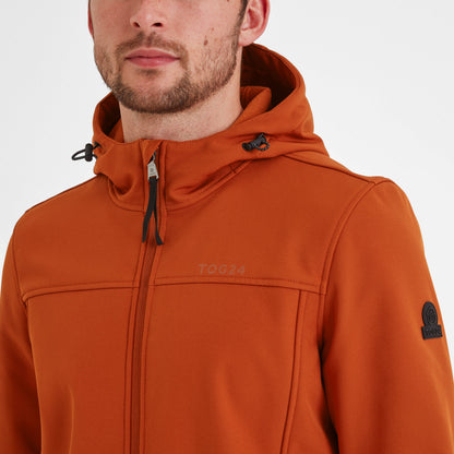 Feizor Mens Shower Resistant Softshell Hooded Jacket - Burnt Orange