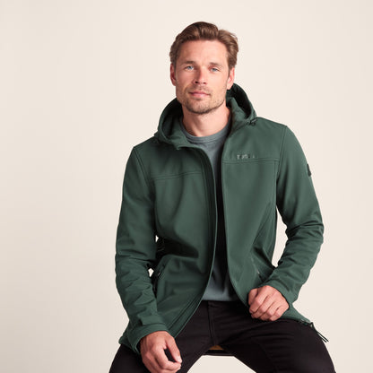 Feizor Mens Shower Resistant Softshell Hooded Jacket - Racing Green