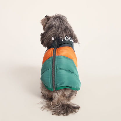 Fetch Padded Dog Coat XS - Dark Indigo/Mahogany Orange/Dark Turquoise