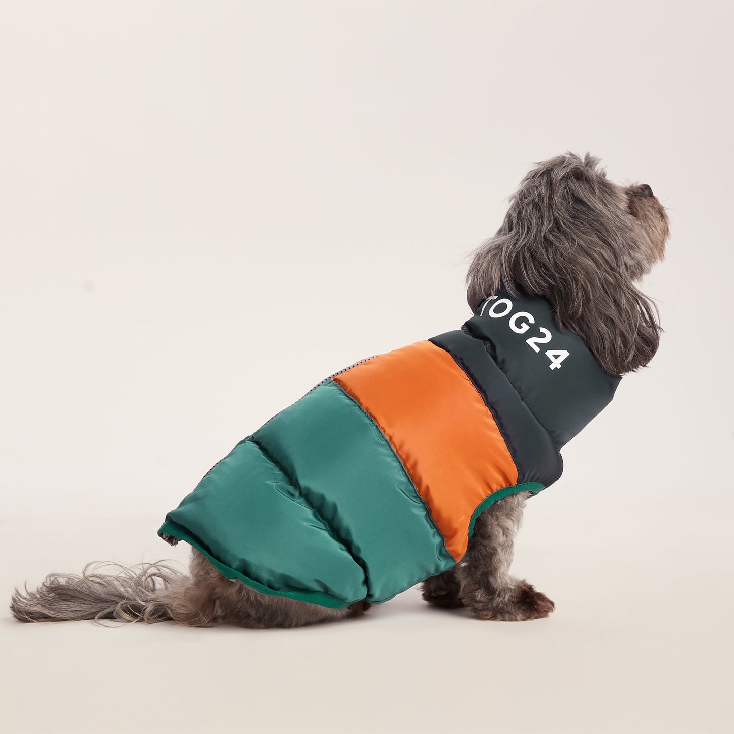 Fetch Padded Dog Coat XS - Dark Indigo/Mahogany Orange/Dark Turquoise