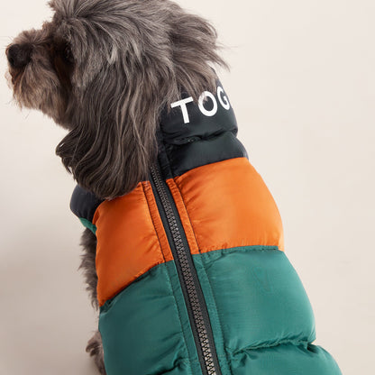 Fetch Padded Dog Coat XS - Dark Indigo/Mahogany Orange/Dark Turquoise