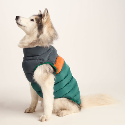 Fetch Padded Dog Coat L - Dark Indigo/Mahogany Orange/Dark Turquoise