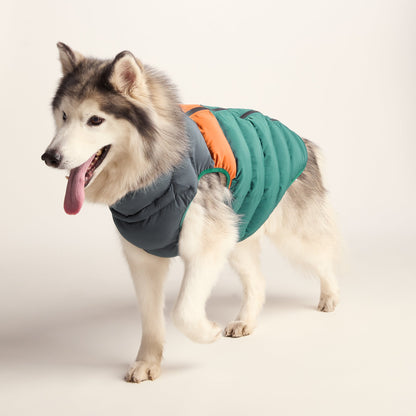 Fetch Padded Dog Coat L - Dark Indigo/Mahogany Orange/Dark Turquoise