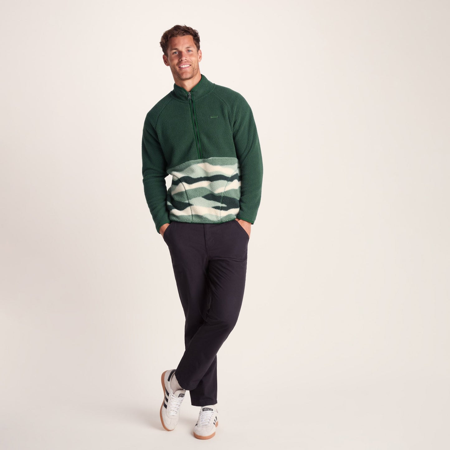 Flaxley Mens Sherpa Fleece - Racing Green Landscape Print