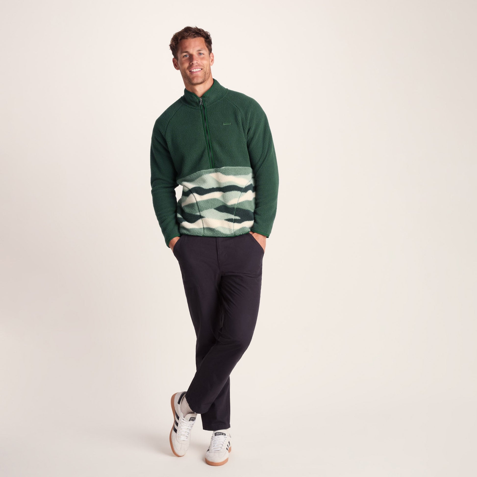 Flaxley Mens Sherpa Fleece - Racing Green Landscape Print