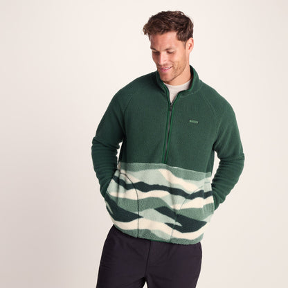 Flaxley Mens Sherpa Fleece - Racing Green Landscape Print