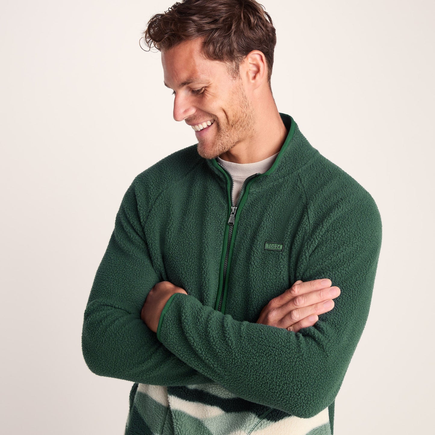 Flaxley Mens Sherpa Fleece - Racing Green Landscape Print