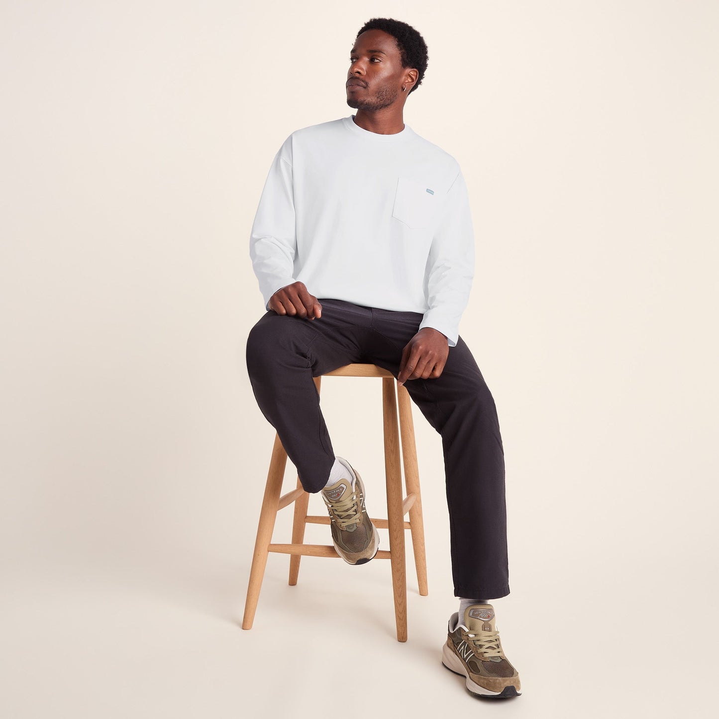 Formby Mens Relaxed Fit Long Sleeve Supersoft Jersey T-Shirt - Optic White