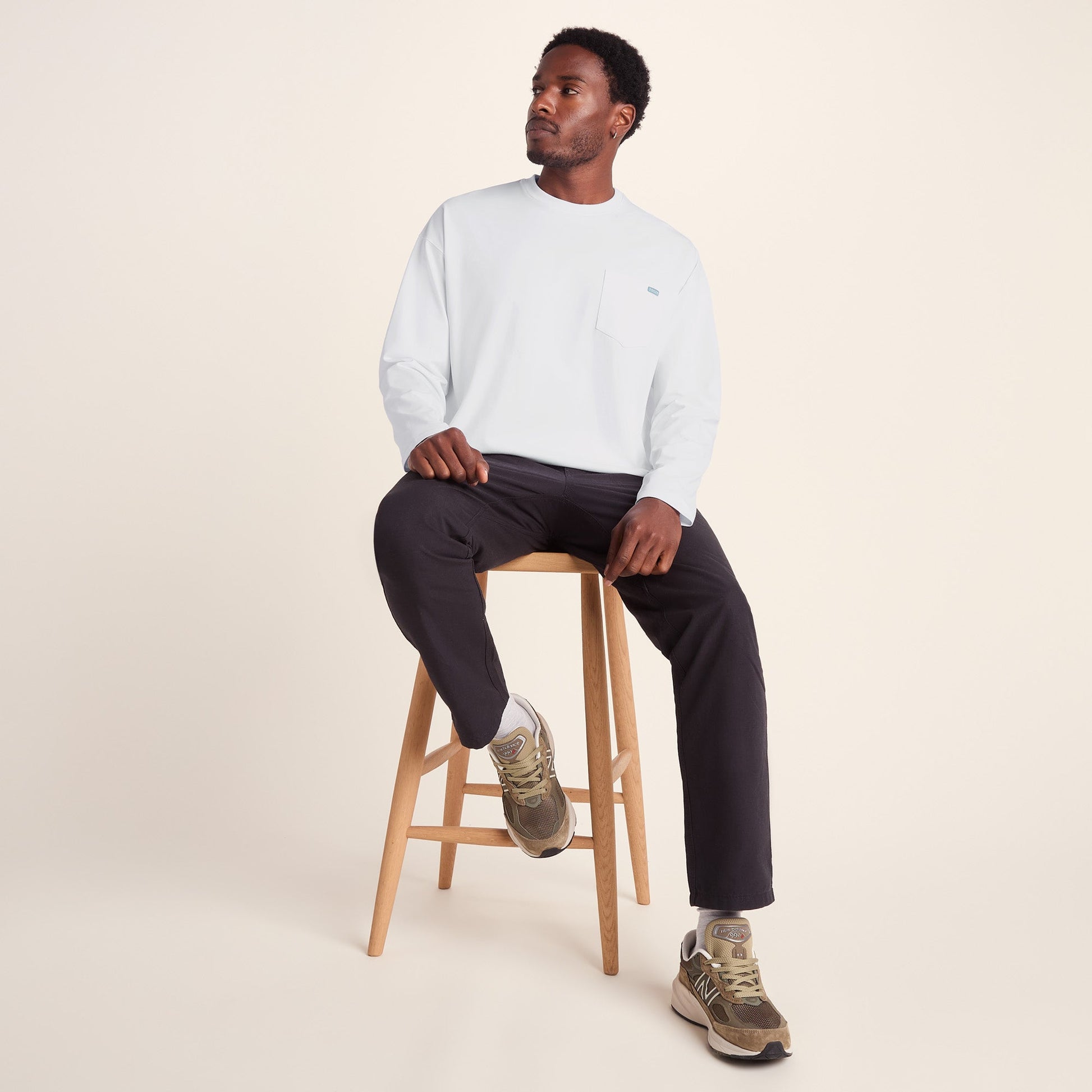 Formby Mens Relaxed Fit Long Sleeve Supersoft Jersey T-Shirt - Optic White