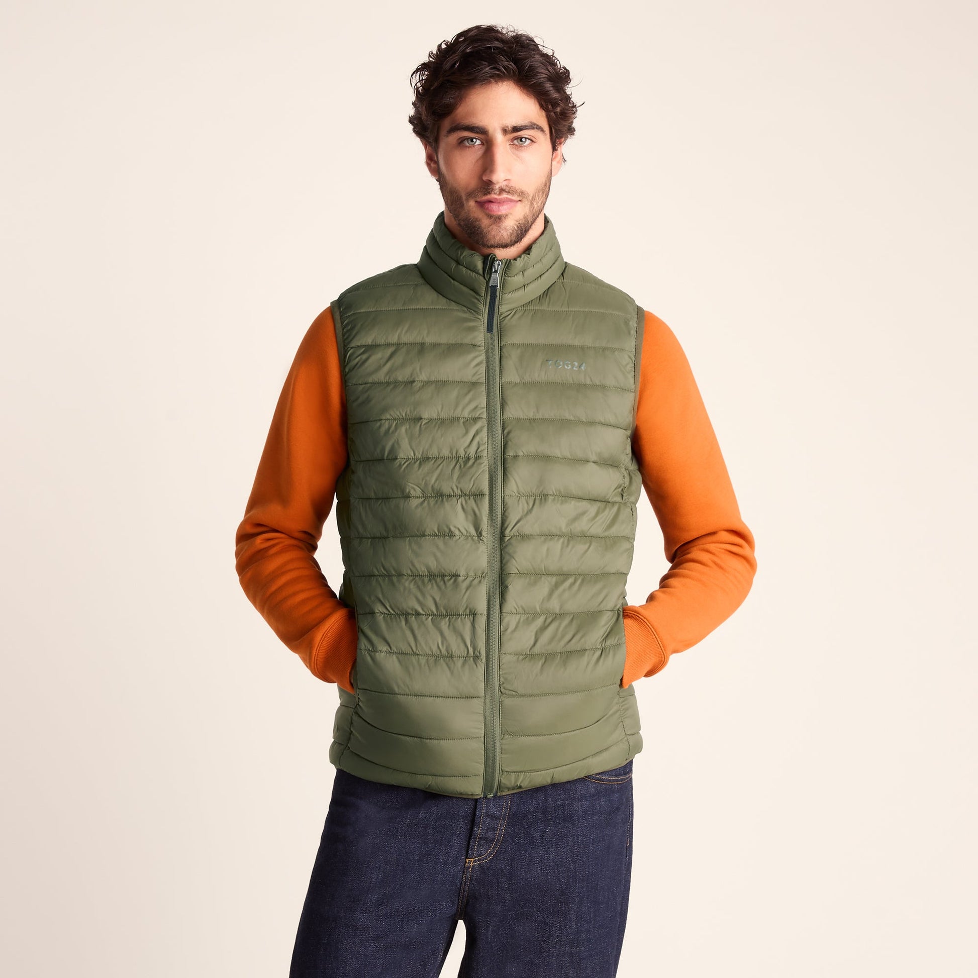 Gibson Mens Insulated Padded Gilet - Khaki