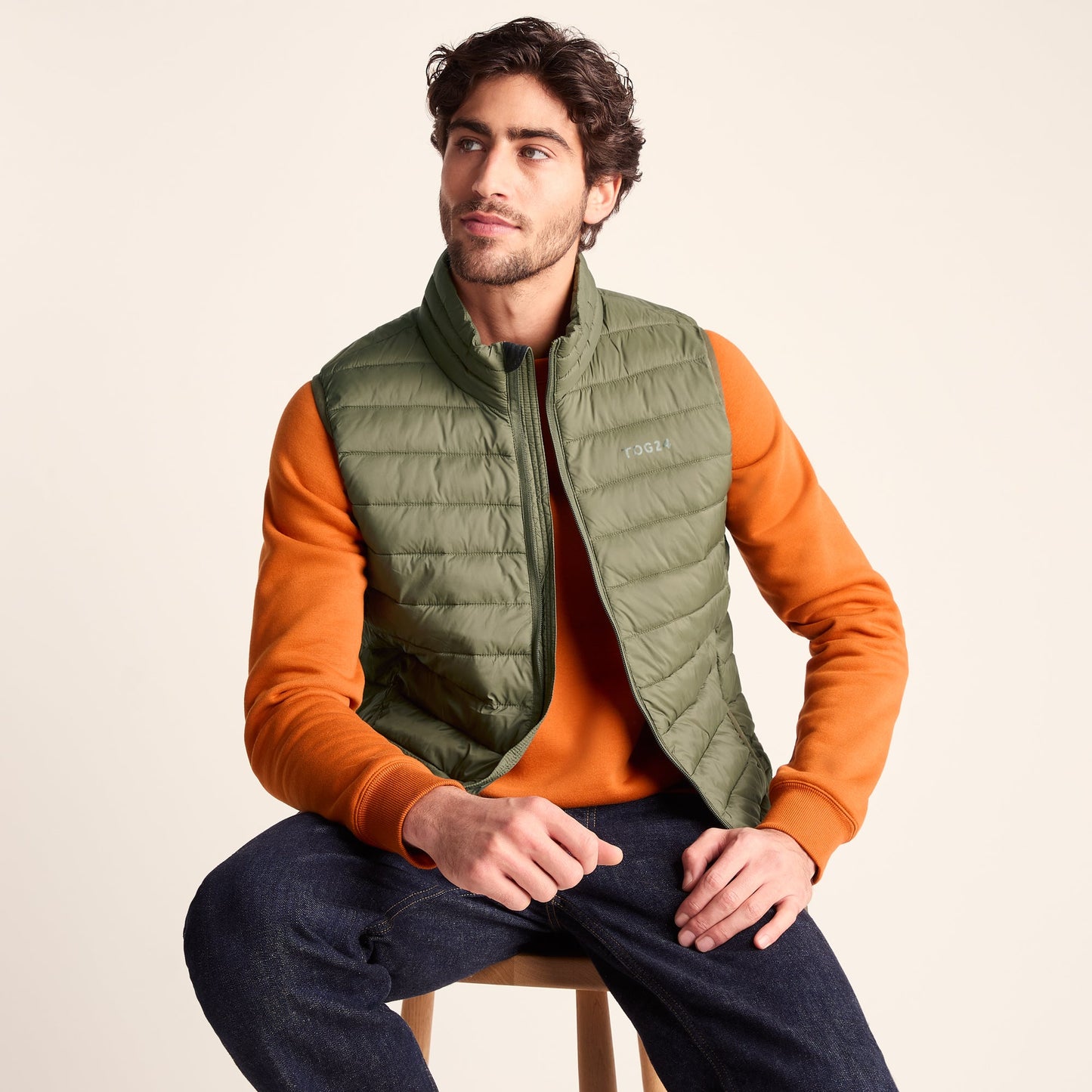 Gibson Mens Insulated Padded Gilet - Khaki