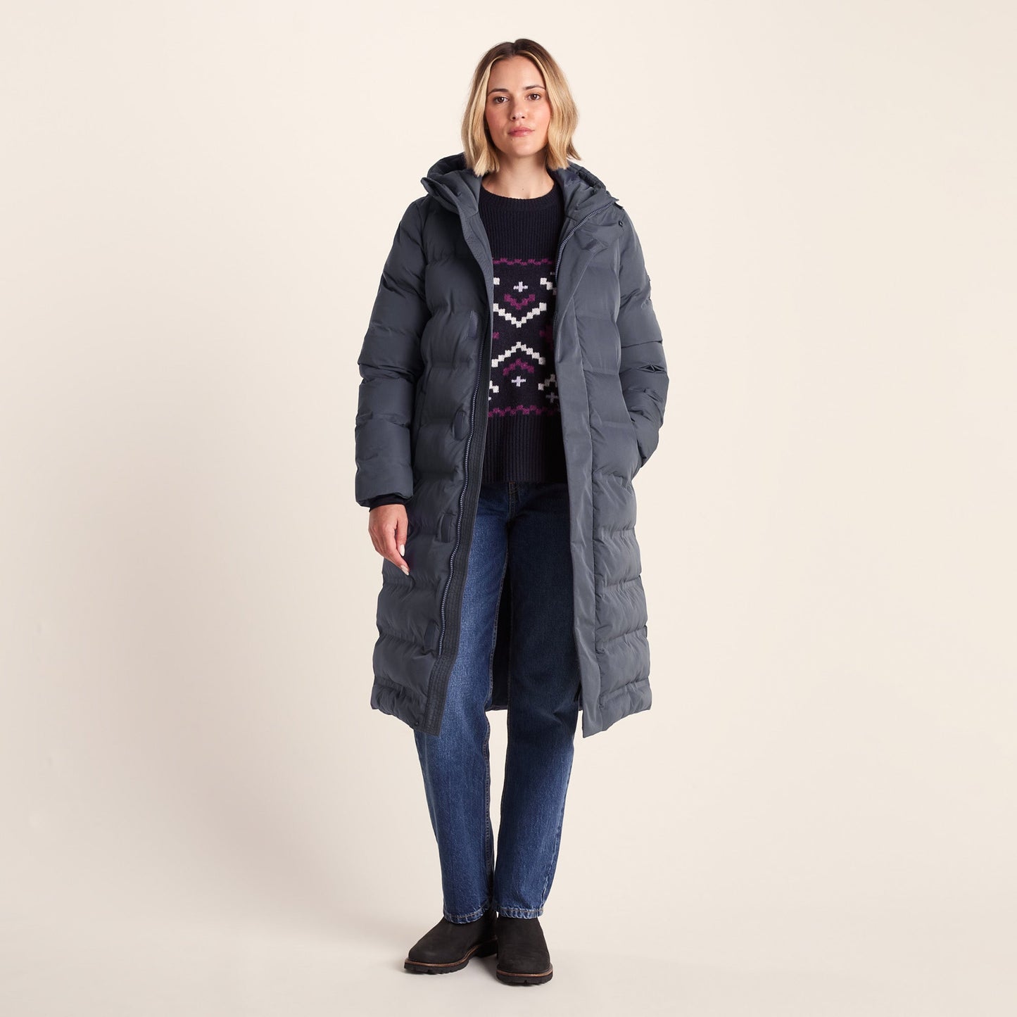 Glaston Womens Shower Resistant Insulated Parka - Washed Blue