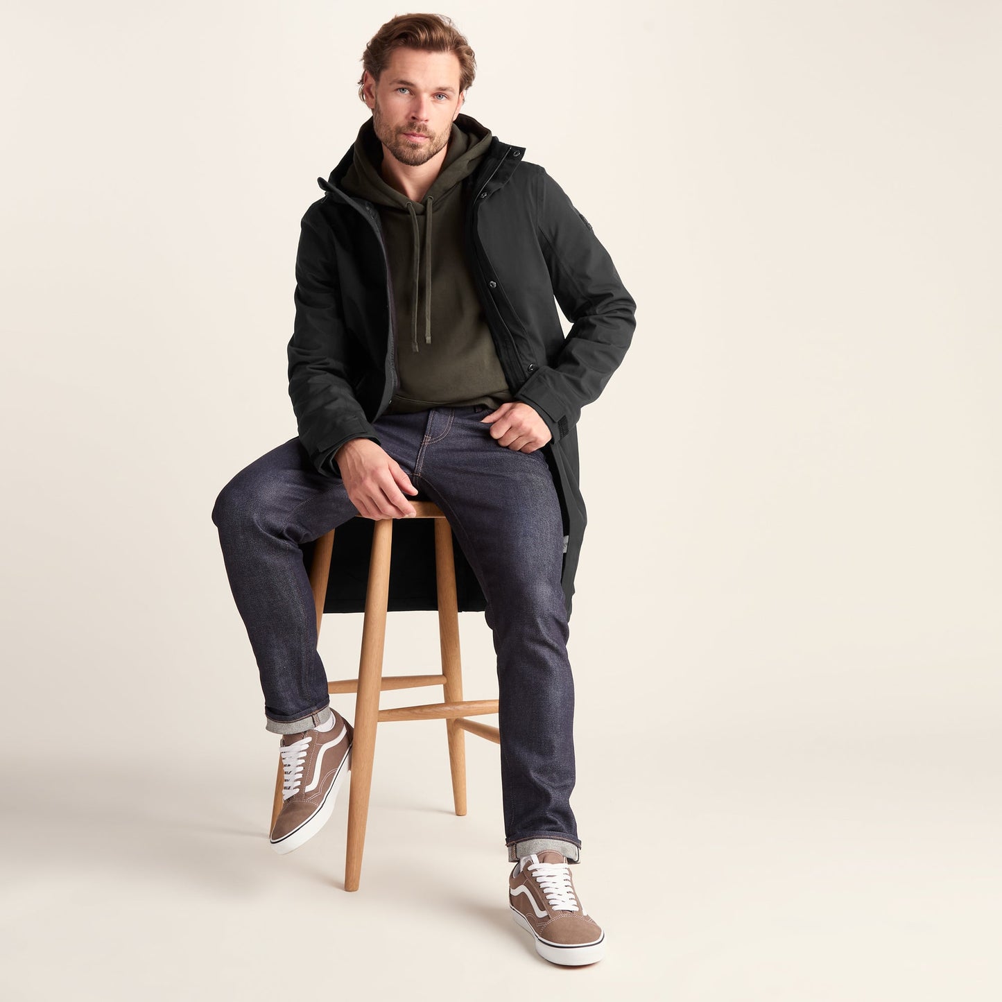 Glenton Mens Long Waterproof Jacket - Black