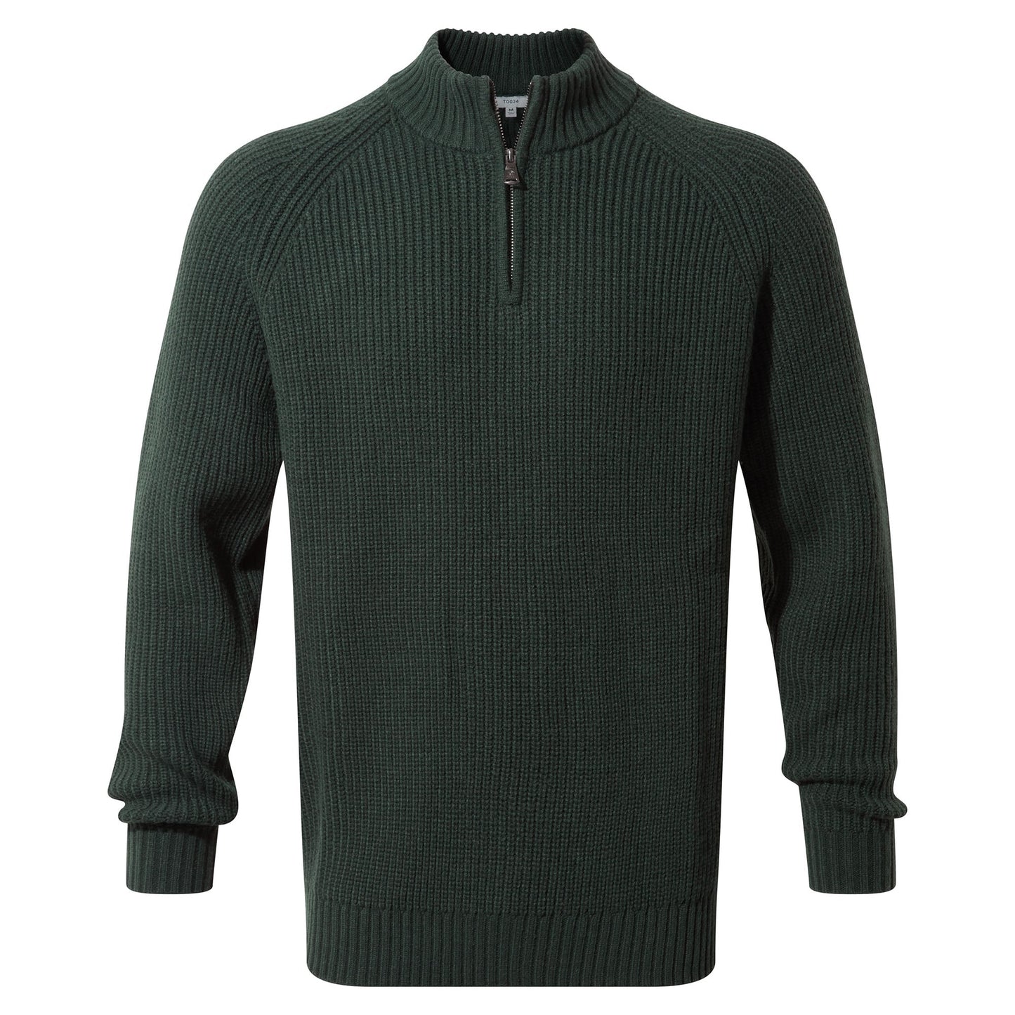 Glen Mens Chunky Knitted Zip Neck Jumper - Racing Green