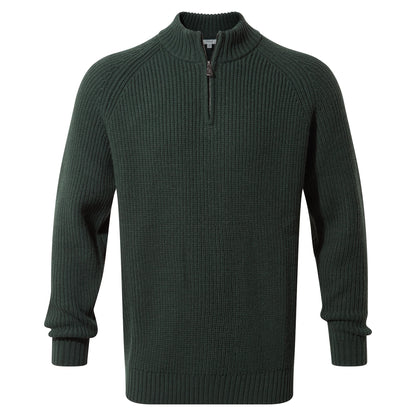 Glen Mens Chunky Knitted Zip Neck Jumper - Racing Green