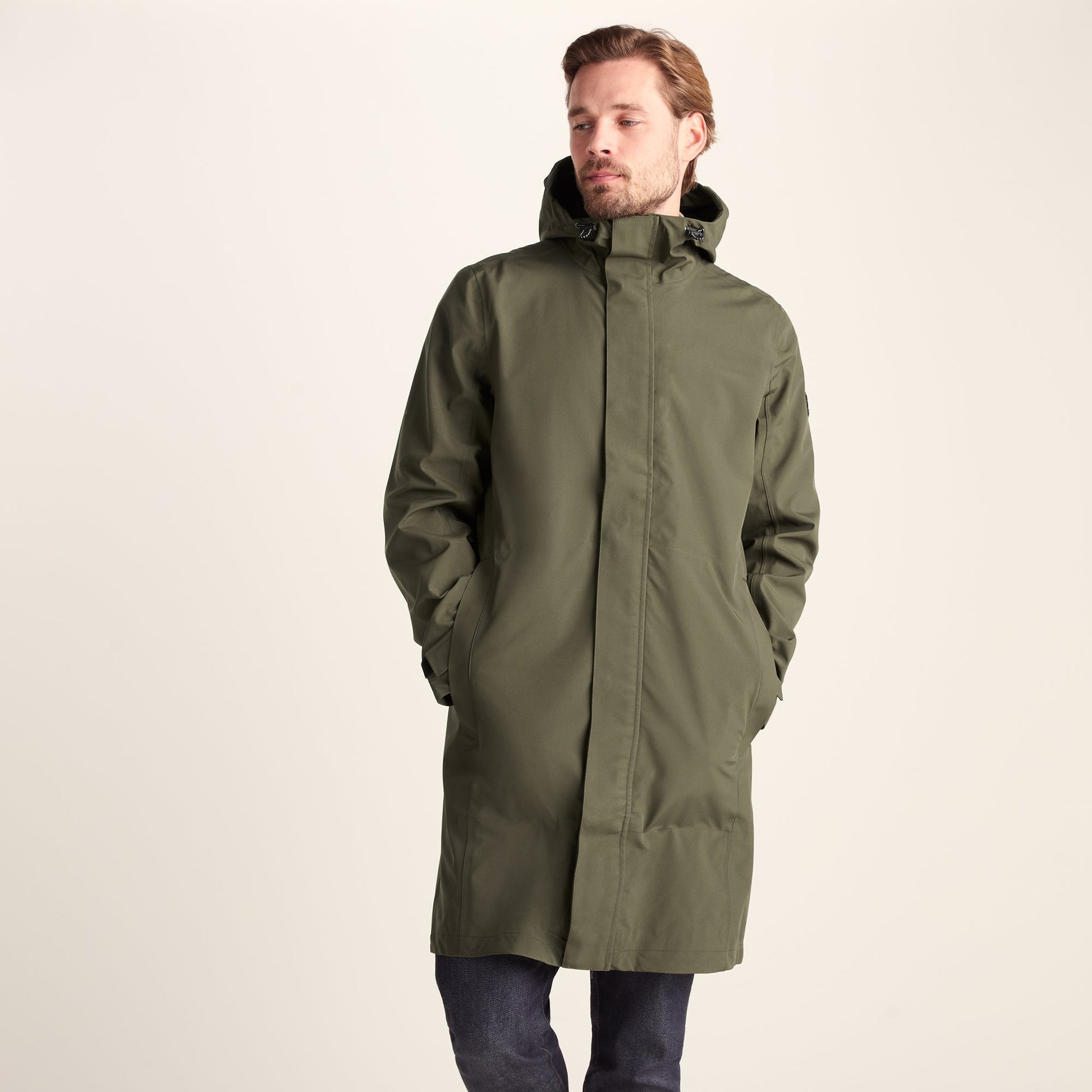 Glenton Mens Long Waterproof Jacket - Moss Green