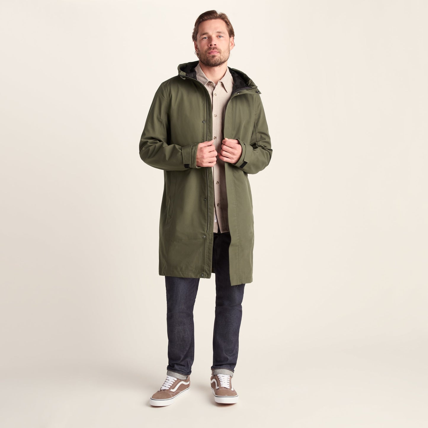 Glenton Mens Long Waterproof Jacket - Moss Green