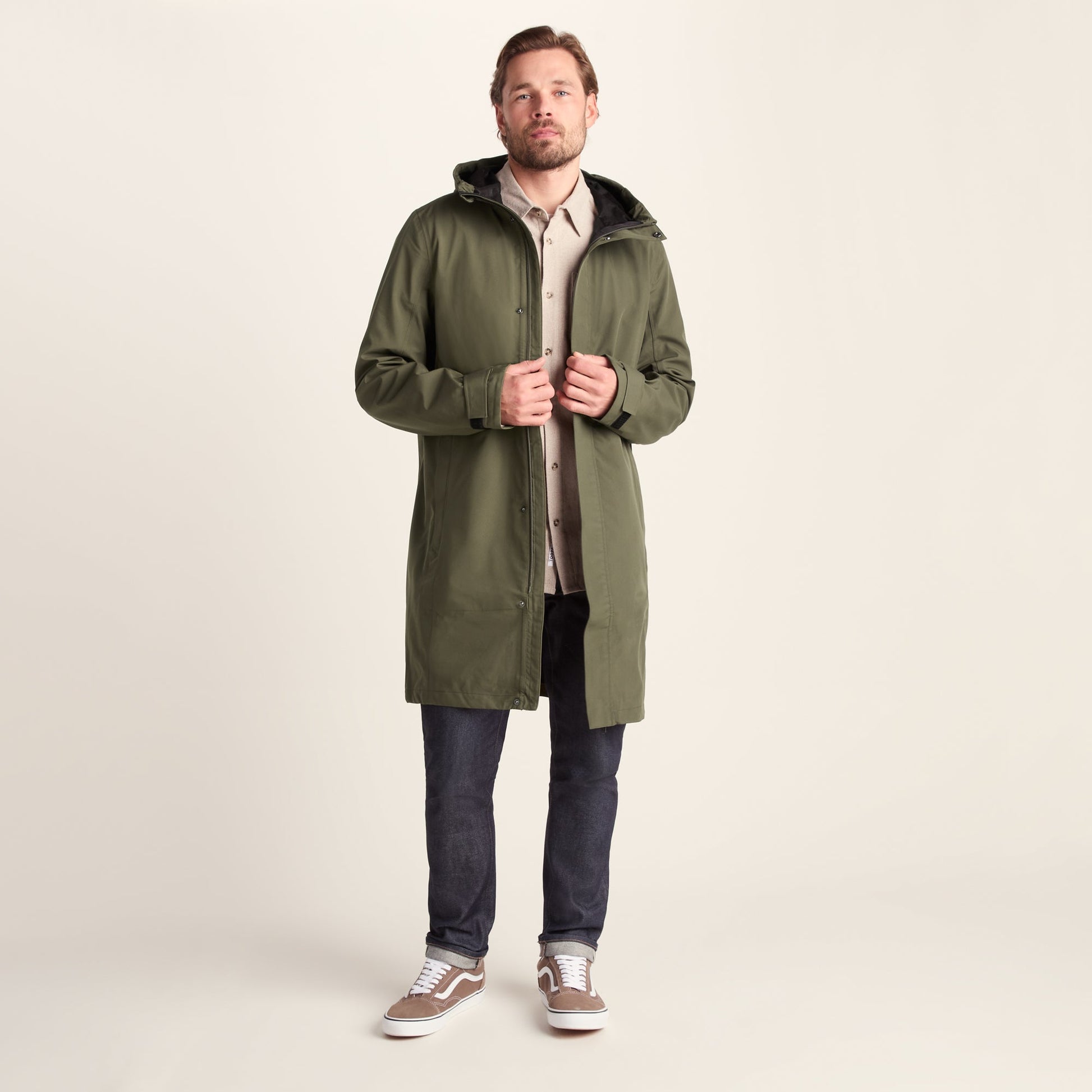 Glenton Mens Long Waterproof Jacket - Moss Green