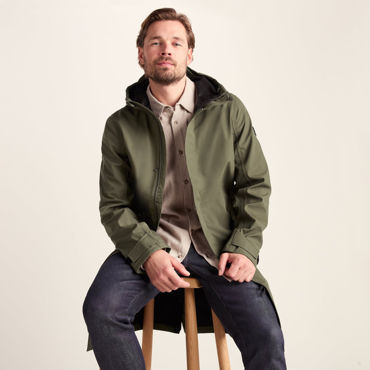 Glenton Mens Long Waterproof Jacket - Moss Green