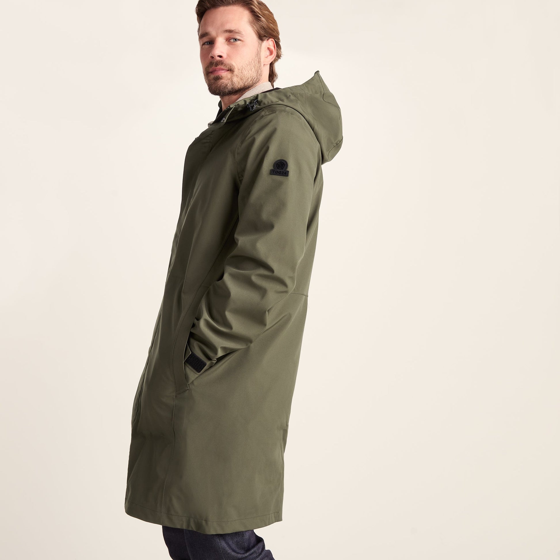 Glenton Mens Long Waterproof Jacket - Moss Green