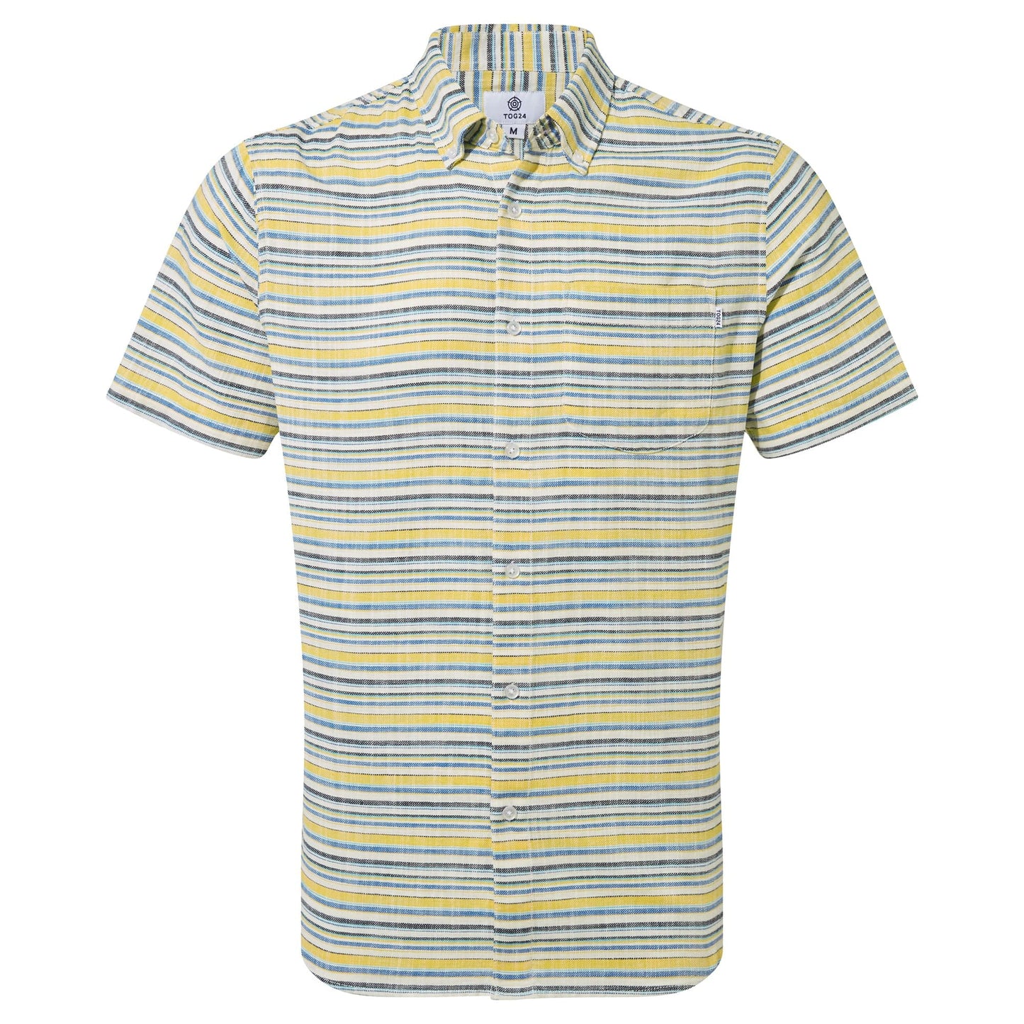 Harold Mens Short Sleeve Stripe Shirt - Aqua