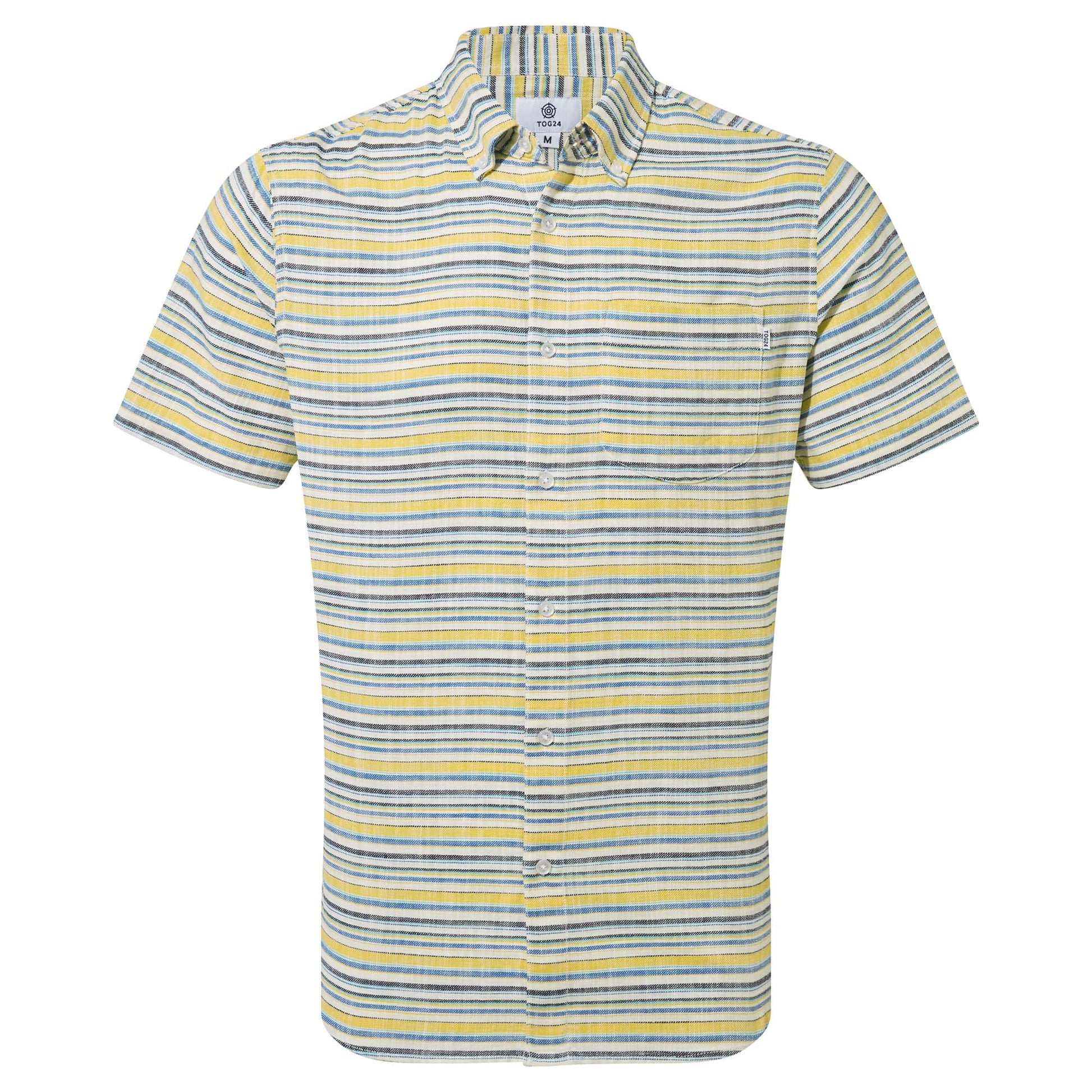 Harold Mens Short Sleeve Stripe Shirt - Aqua