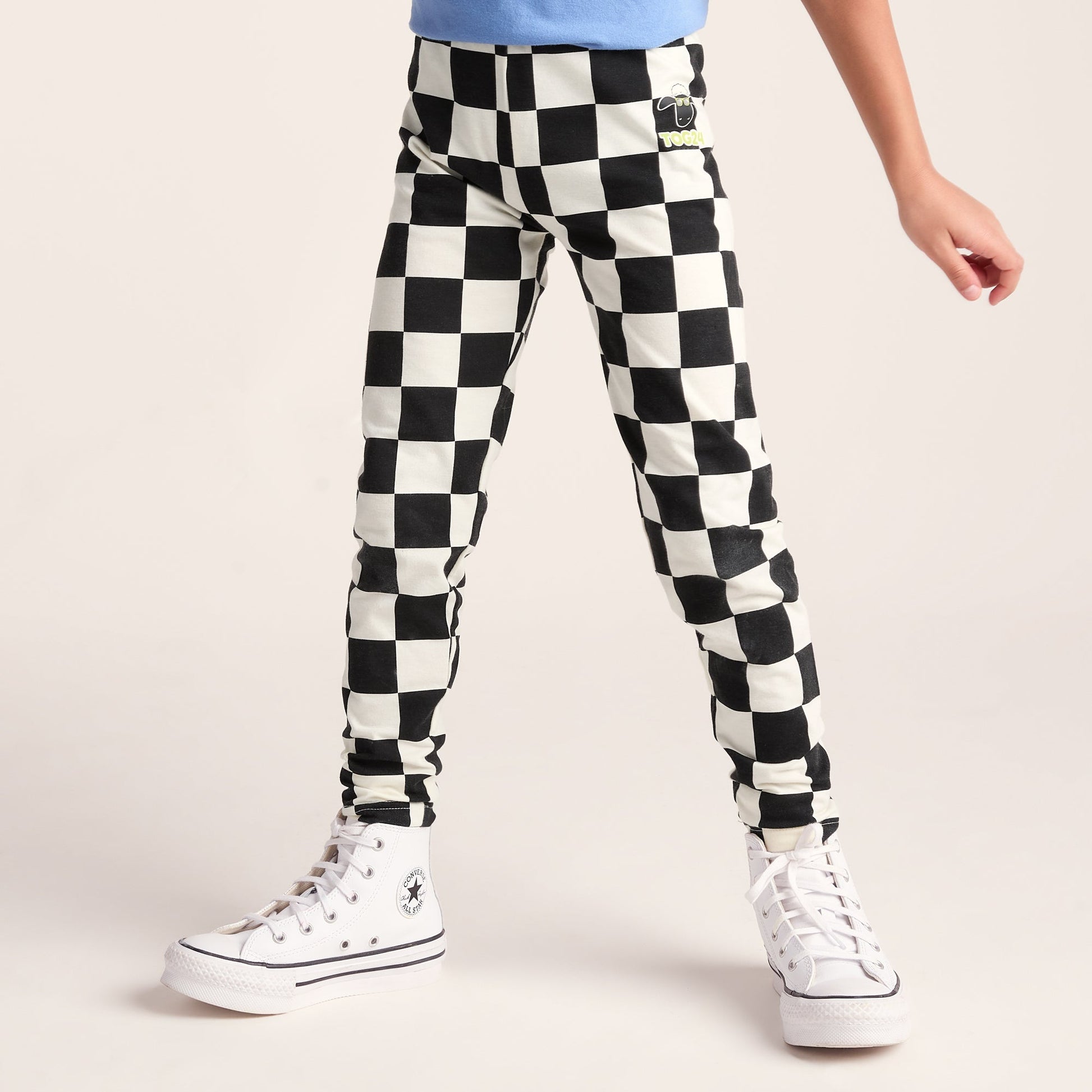 Harri Kids Shaun the Sheep Legging - Black Woolly Checkerboard