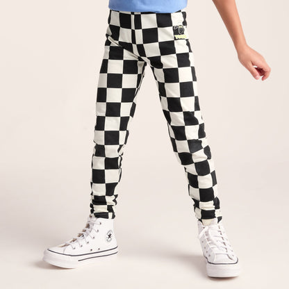 Harri Kids Shaun the Sheep Legging - Black Woolly Checkerboard