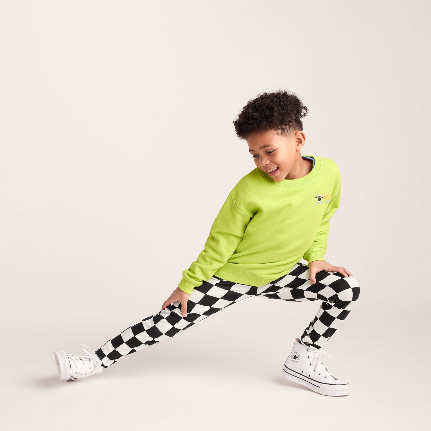 Harri Kids Shaun the Sheep Legging - Black Woolly Checkerboard
