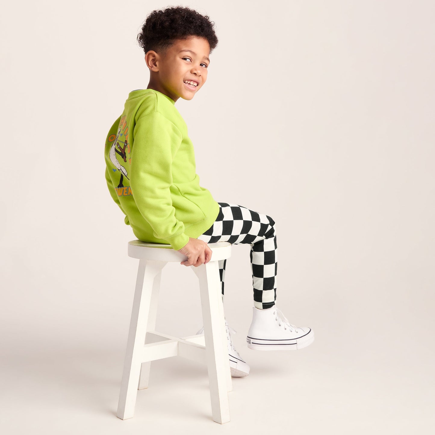 Harri Kids Shaun the Sheep Legging - Black Woolly Checkerboard