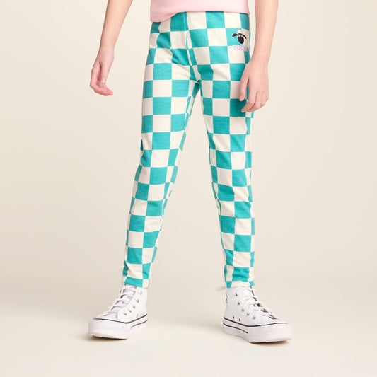 Harri Kids Shaun the Sheep Legging - Spearmint Woolly Checkerboard