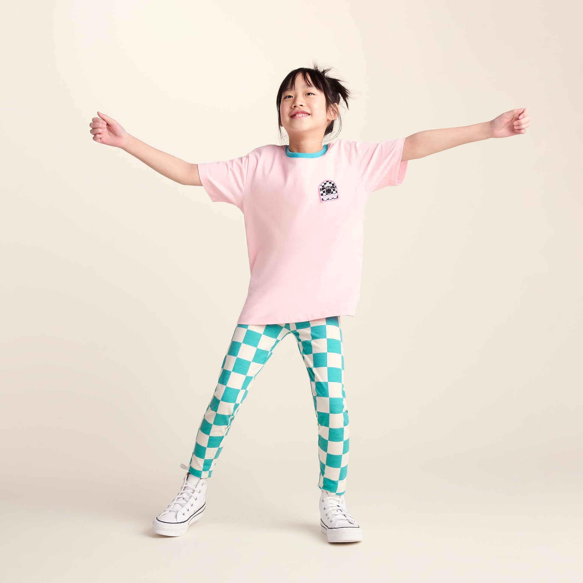 Harri Kids Shaun the Sheep Legging - Spearmint Woolly Checkerboard