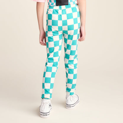 Harri Kids Shaun the Sheep Legging - Spearmint Woolly Checkerboard