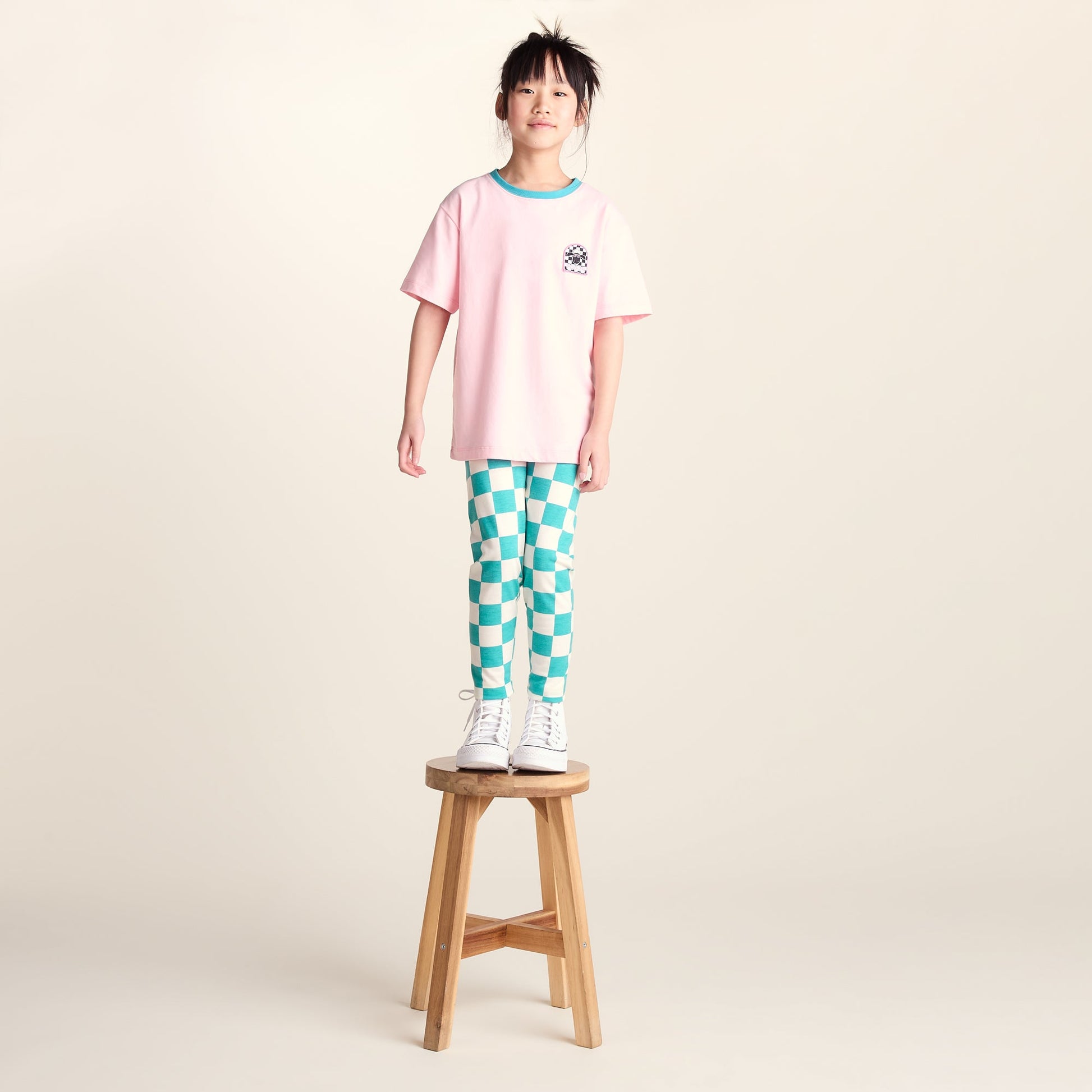Harri Kids Shaun the Sheep Legging - Spearmint Woolly Checkerboard