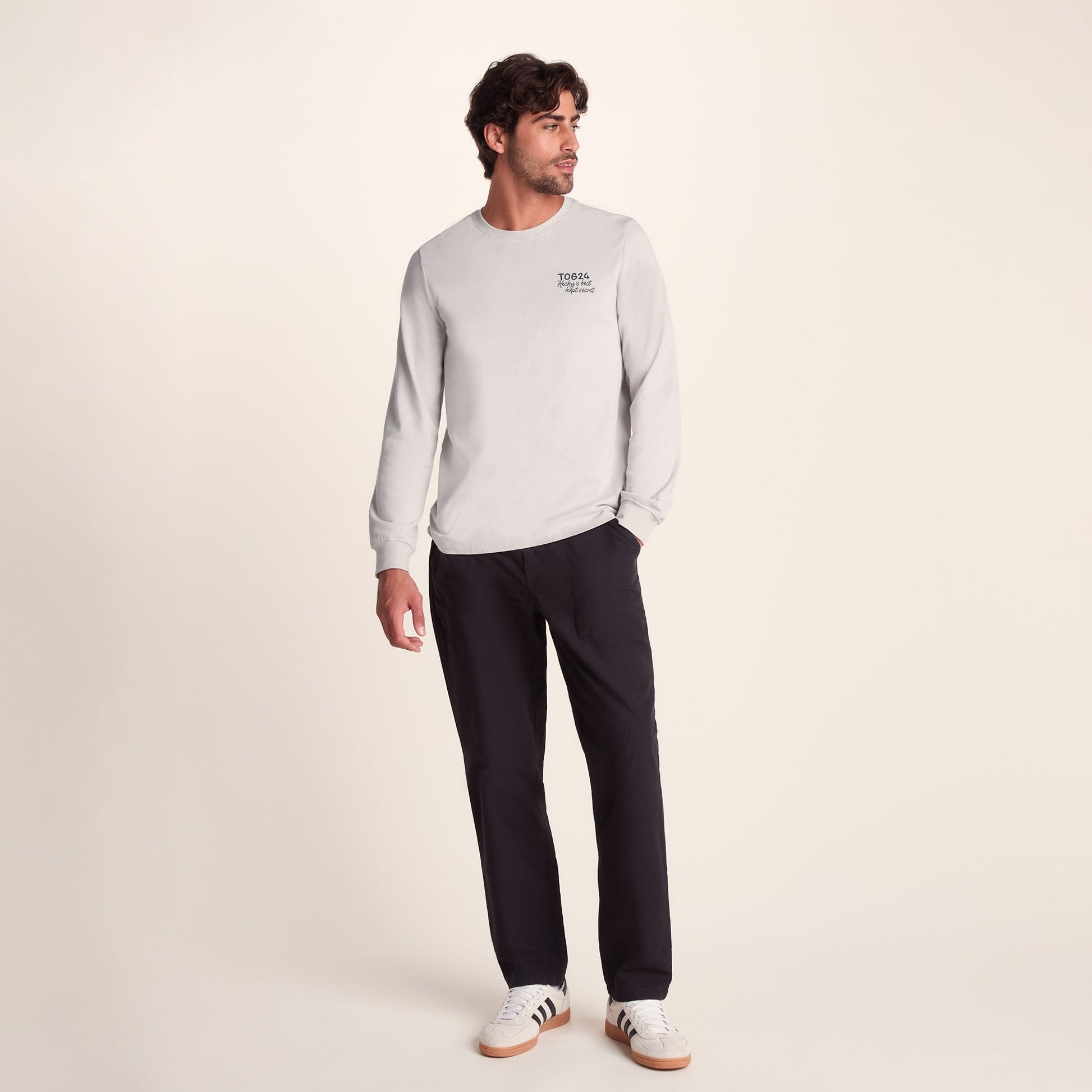 Hecky Mens Long Sleeve T-Shirt - Raincloud