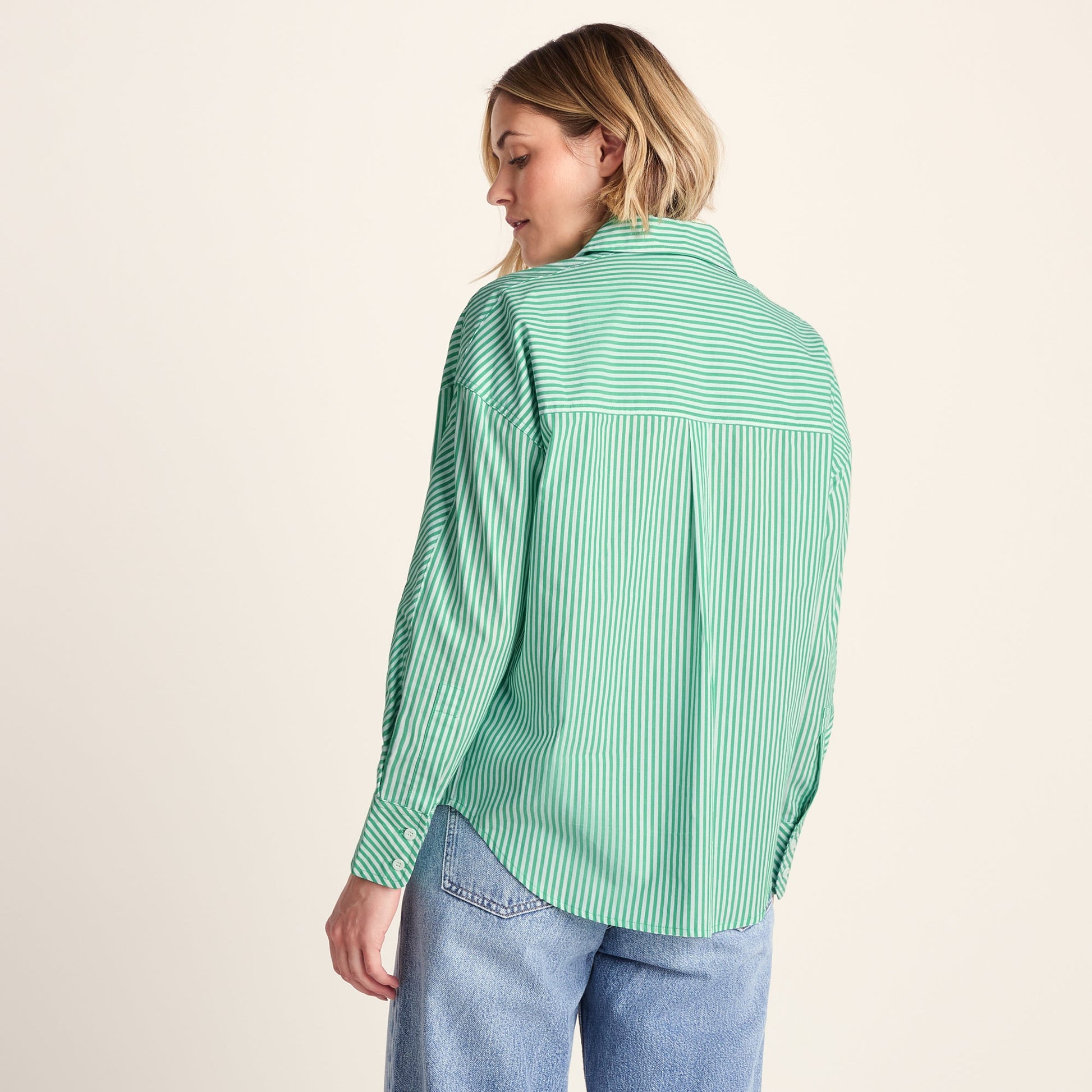 Helena Womens Oversized 100% Cotton Long Sleeve Shirt - Optic White