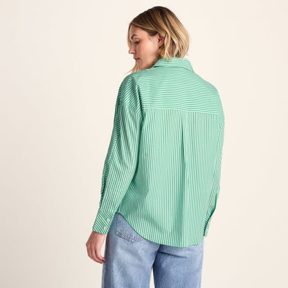 Helena Womens Oversized 100% Cotton Long Sleeve Shirt - Optic White