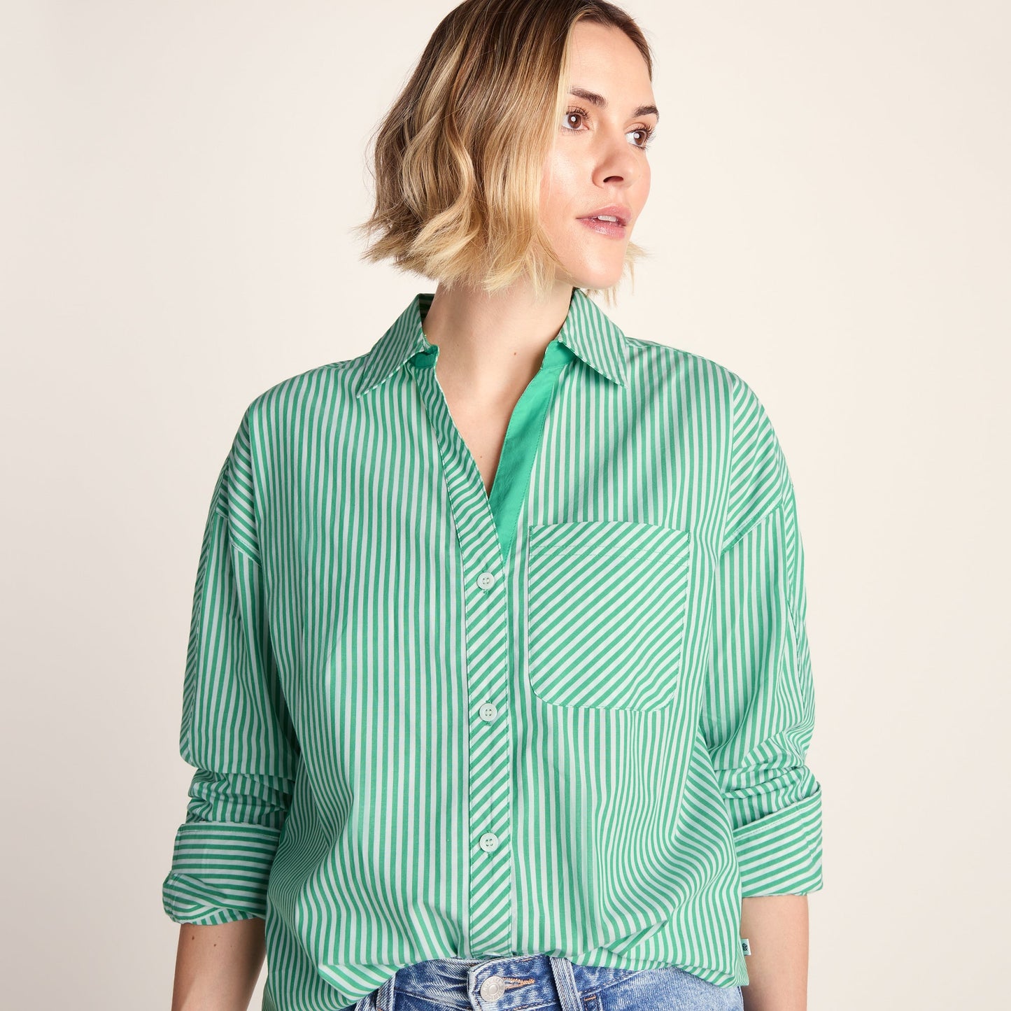 Helena Womens Oversized 100% Cotton Long Sleeve Shirt - Optic White