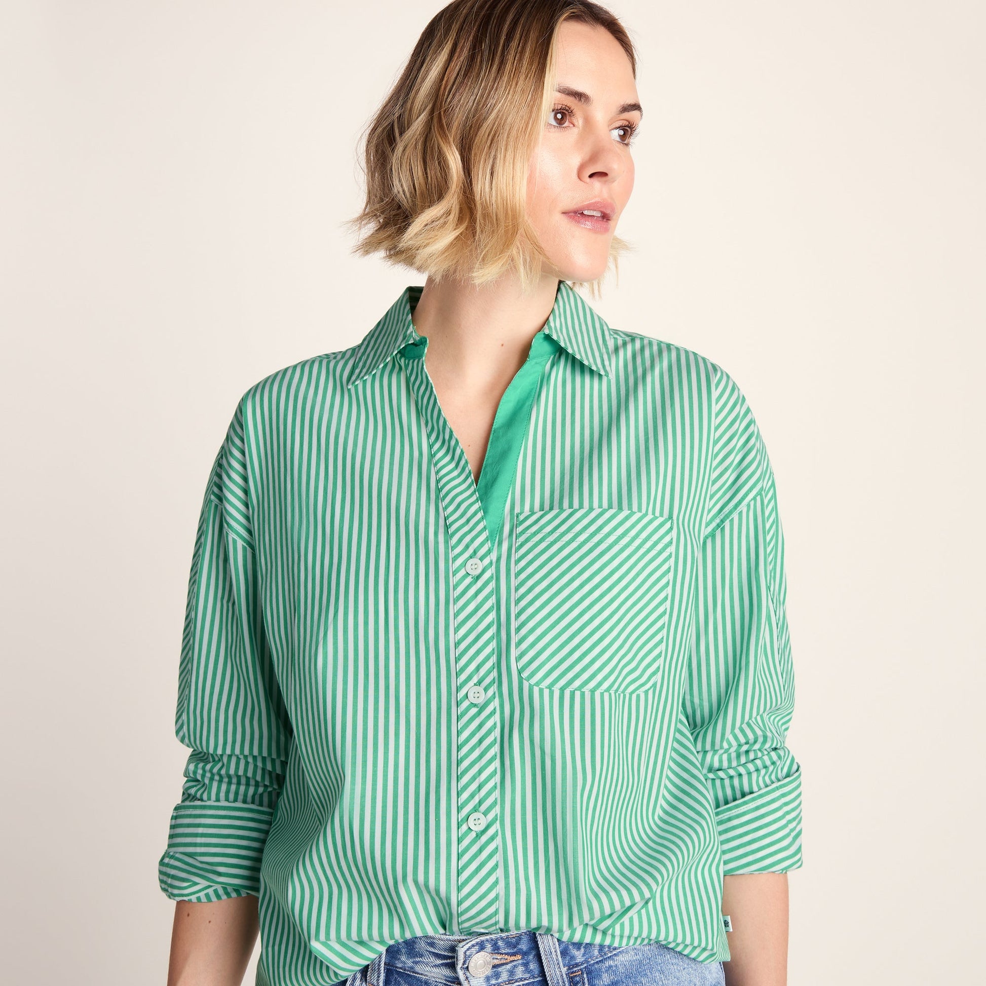Helena Womens Oversized 100% Cotton Long Sleeve Shirt - Optic White