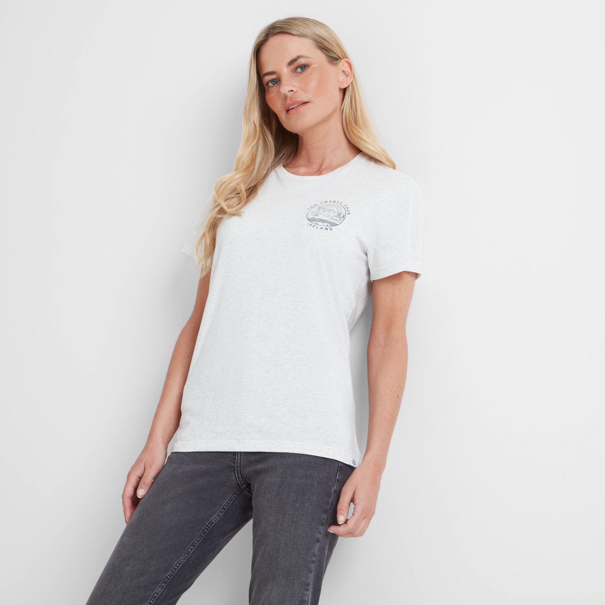 Ireland Womens 100% Cotton T-Shirt - Ice Grey Marl