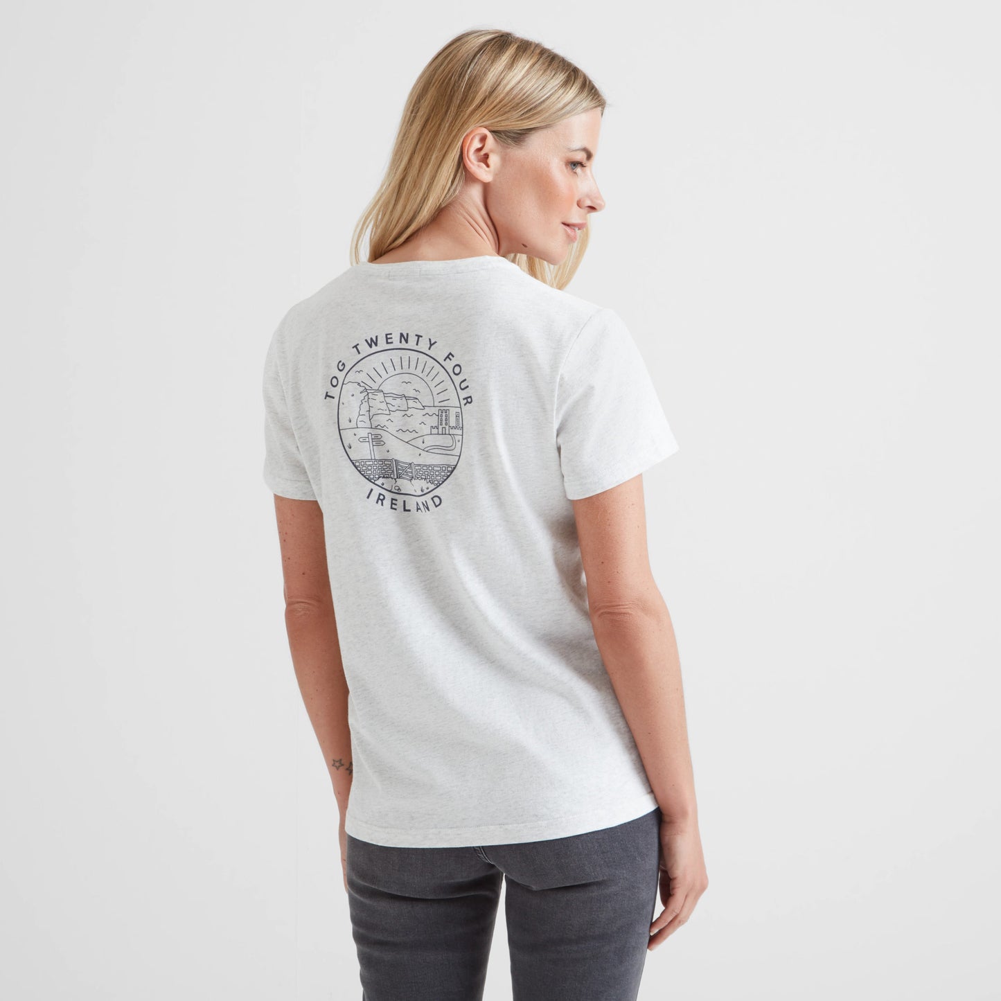 Ireland Womens 100% Cotton T-Shirt - Ice Grey Marl