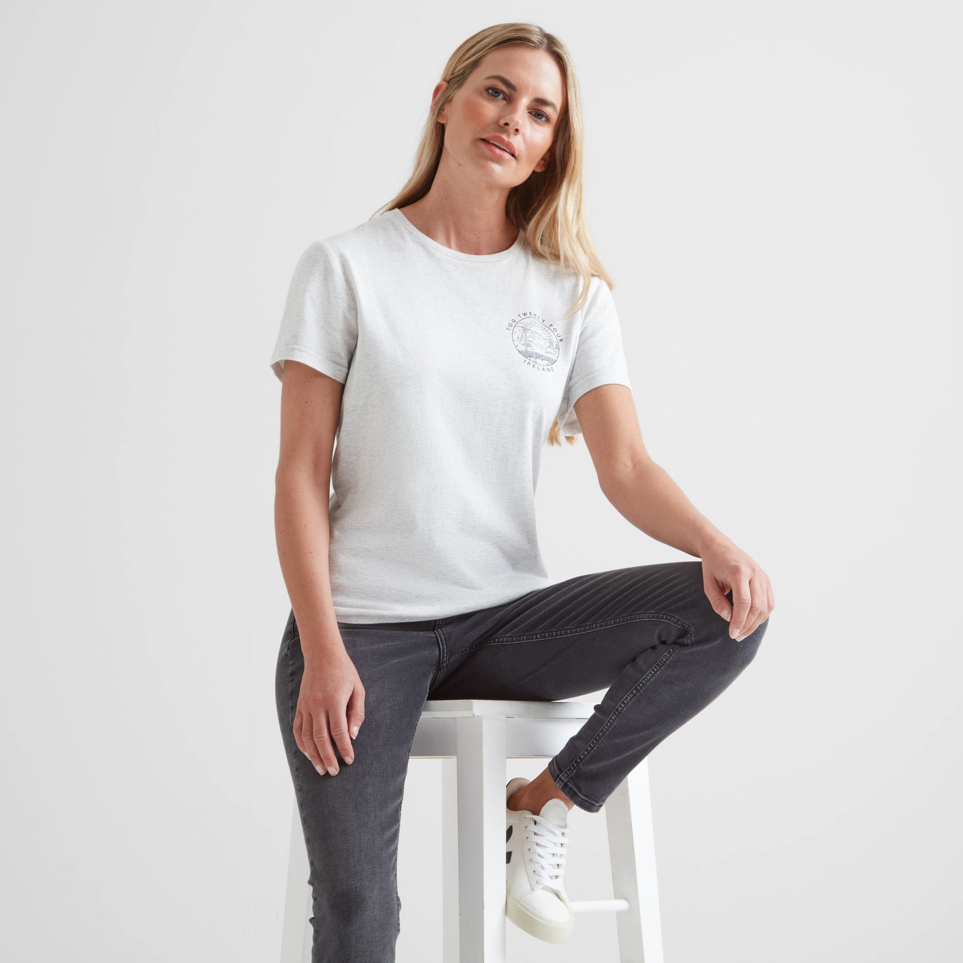 Ireland Womens 100% Cotton T-Shirt - Ice Grey Marl