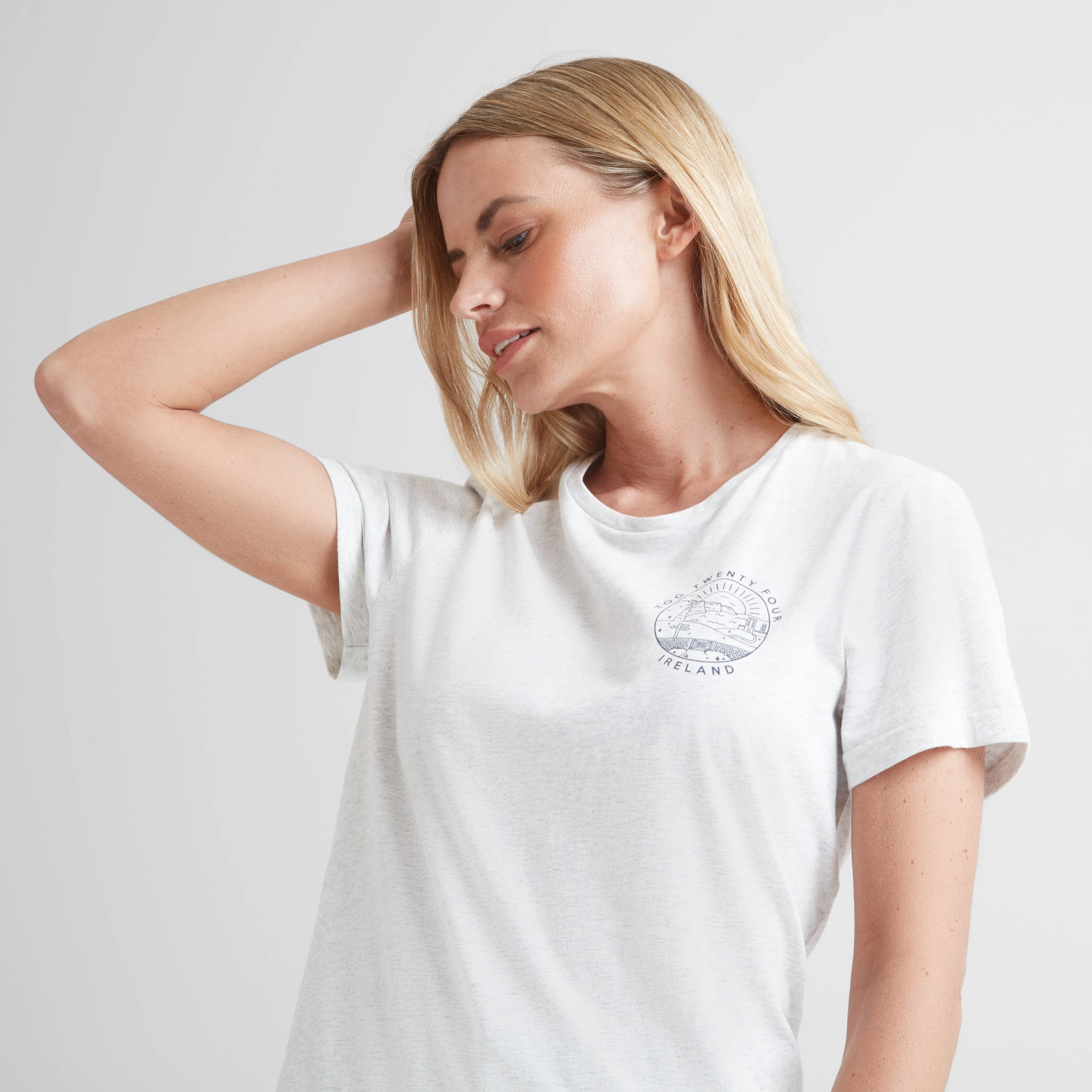 Ireland Womens 100% Cotton T-Shirt - Ice Grey Marl