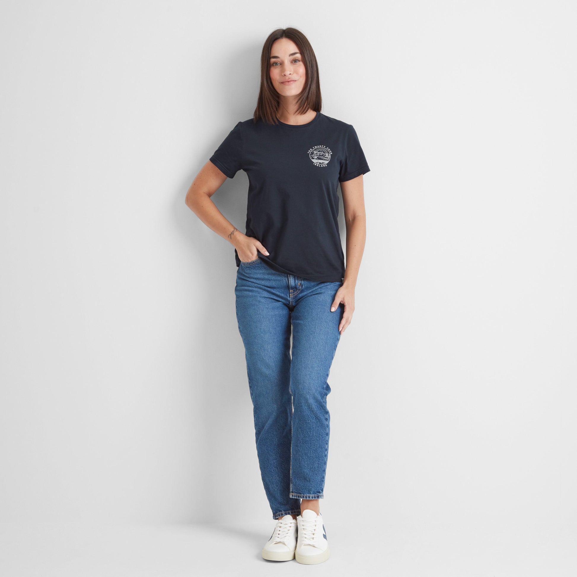 Ireland Womens 100% Cotton T-Shirt - Dark Indigo