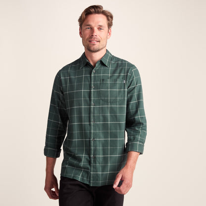 Jarvis Mens Long Sleeve Cotton Flannel Shirt - Racing Green Check