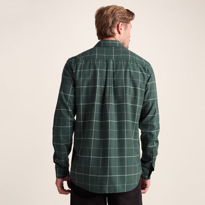Jarvis Mens Long Sleeve Cotton Flannel Shirt - Racing Green Check